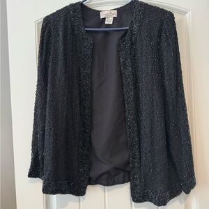 Laurence Kazar Black Beaded Collar Jacket